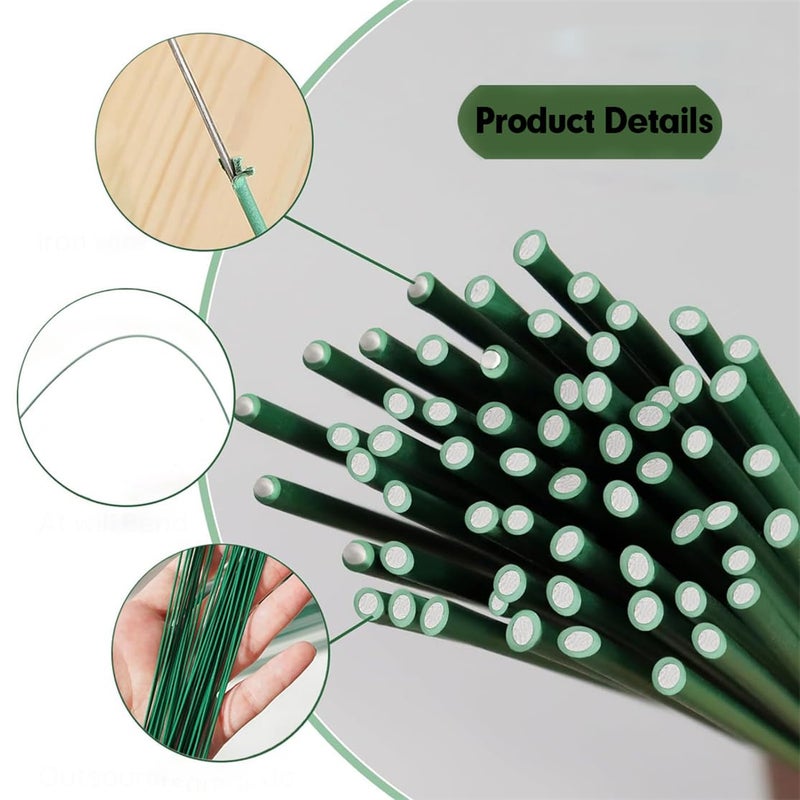 Umpiyte Floral Stem Wire 100 Pcs Florist Wire Stems 14 Gauge Flower Stems Crafts Wire for DIY Flower Artificial Arrangements Wreath Making Supplies 16 Inch - Image 4